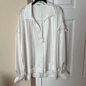 White Long Sleeve Collar Blouse( Chloe style) with little ruffles